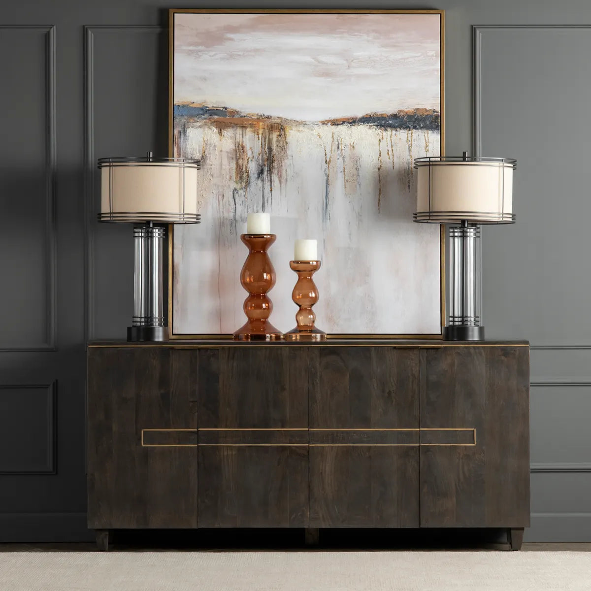 Crestview Collection Belle Meade Distressed Dark Brown Modern Sideboard