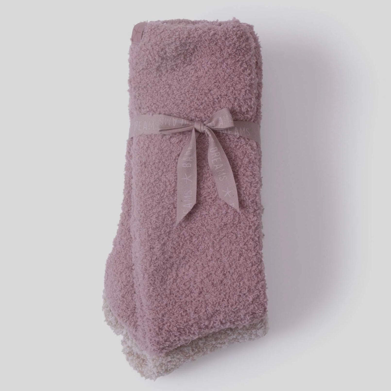 Barefoot Dreams CozyChic 2 Pair Sock Set ~ Teaberry and Heathered Stone - Image 2