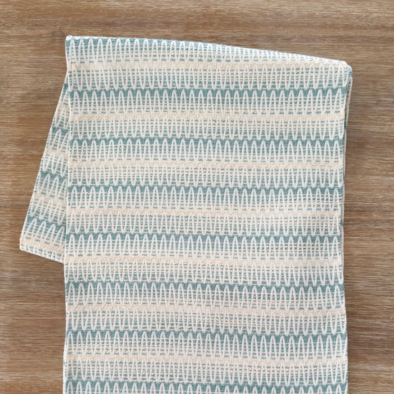 Anaya Home Summer Twist Aqua Indoor Outdoor Table Runner - Image 2