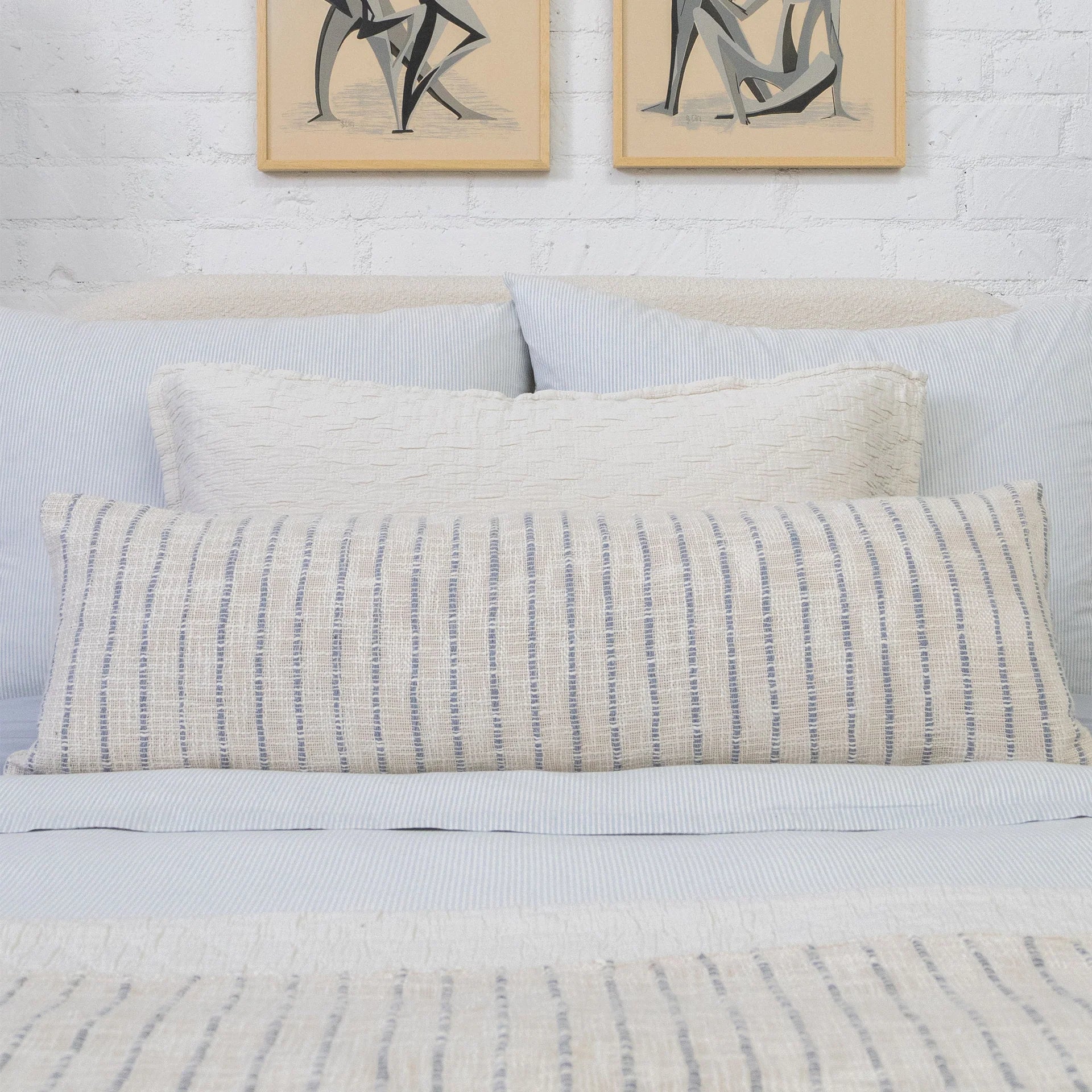 Pom Pom at Home Jojo Hand Woven Striped Pillow with Insert ~ 14 x 40 ~ Available in 3 Colors - Image 1
