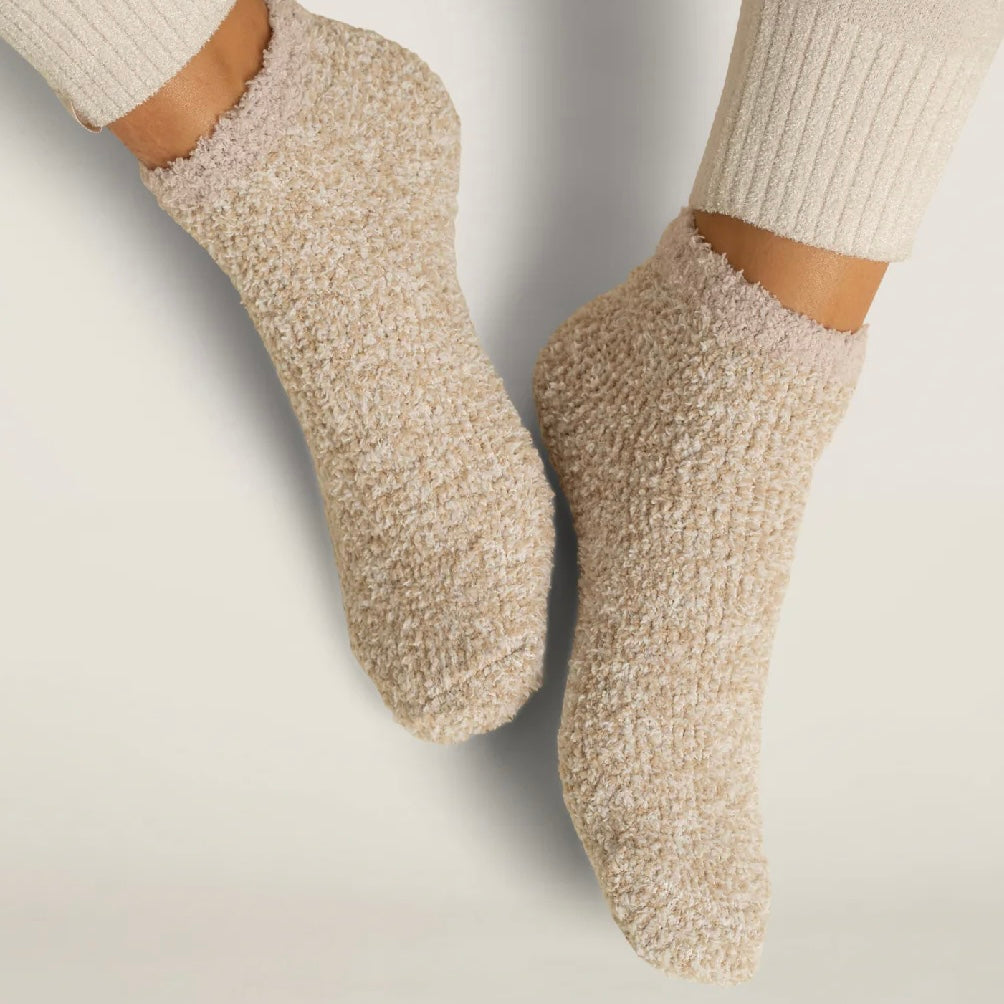 Barefoot Dreams CozyChic 2 Pair Tennis Sock Set ~ Stone - Image 3