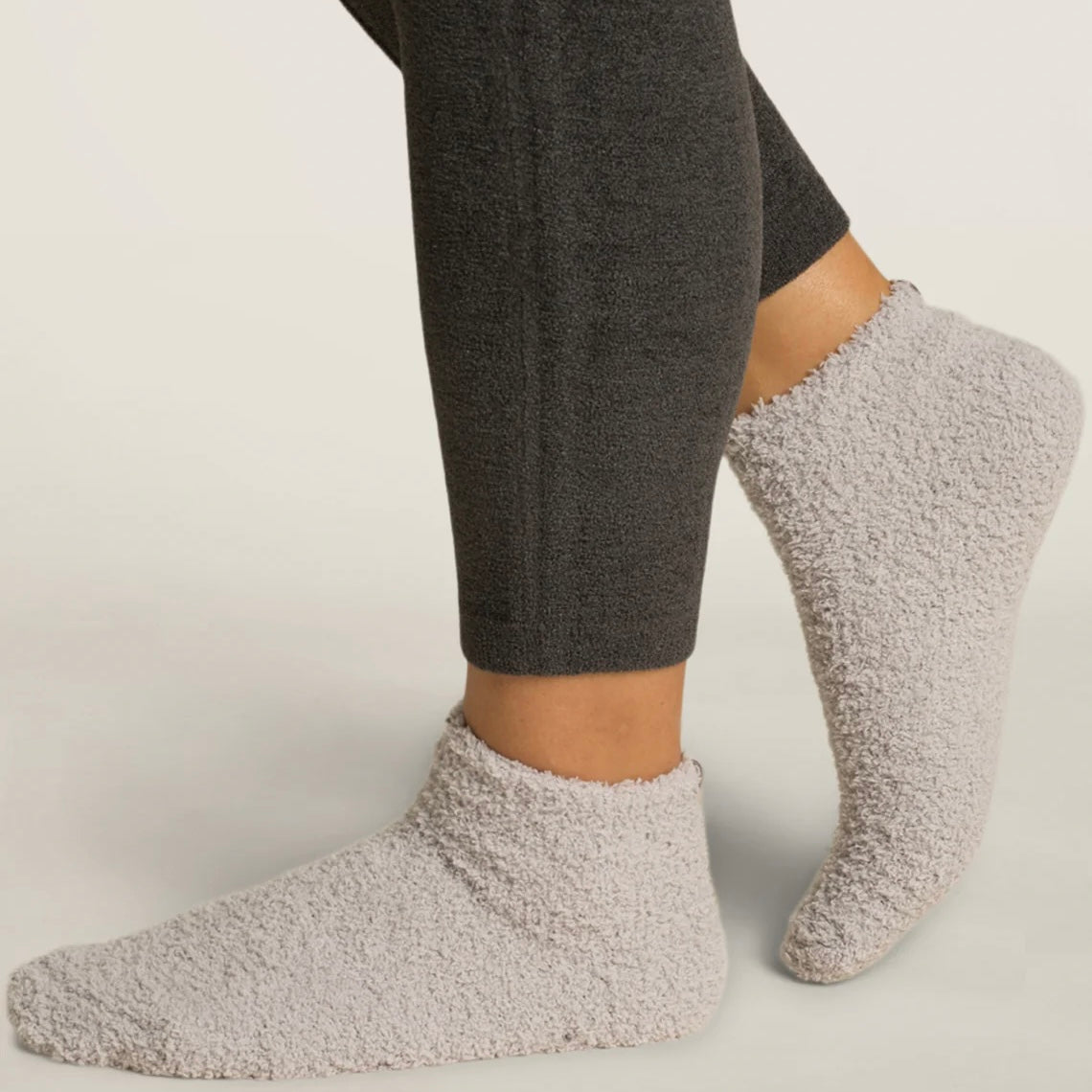 Barefoot Dreams CozyChic 2 Pair Tennis Sock Set ~ Oyster - Image 2