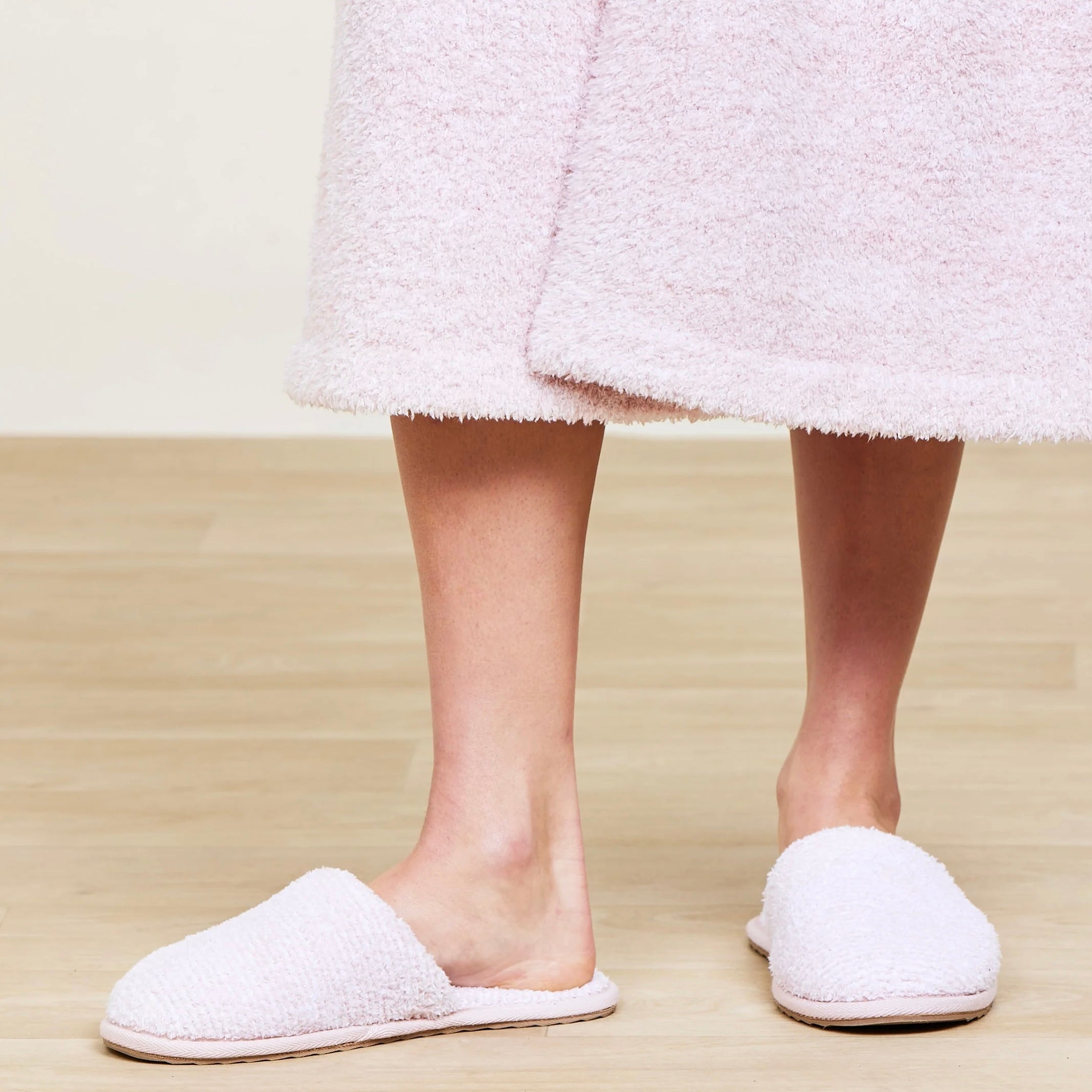 Barefoot Dreams CozyChic Spa Slippers ~ Size M 7/8 ~ Heathered Dusty Rose and White