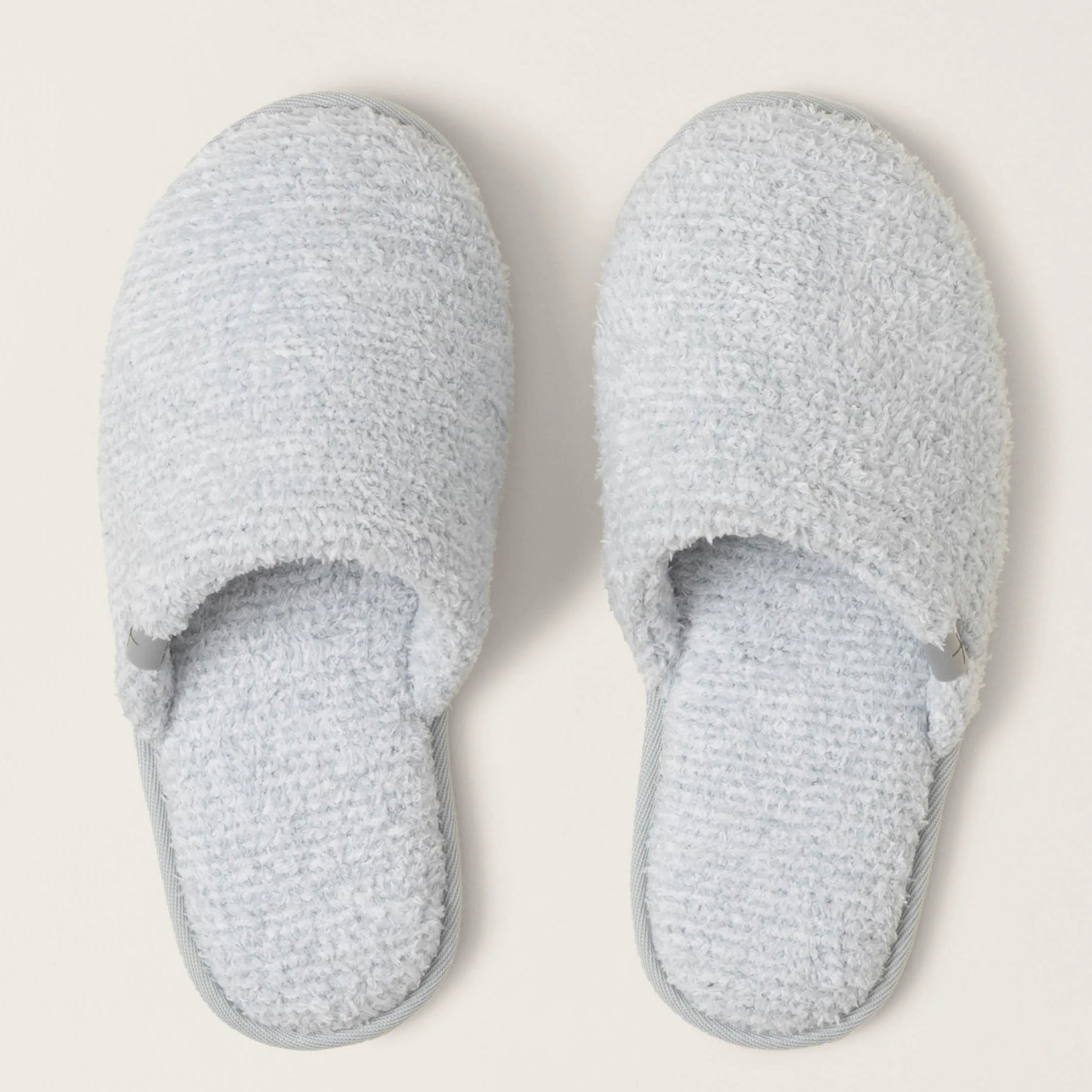Barefoot Dreams CozyChic Spa Slippers ~ Size M 7/8 ~ Heathered Ocean and White