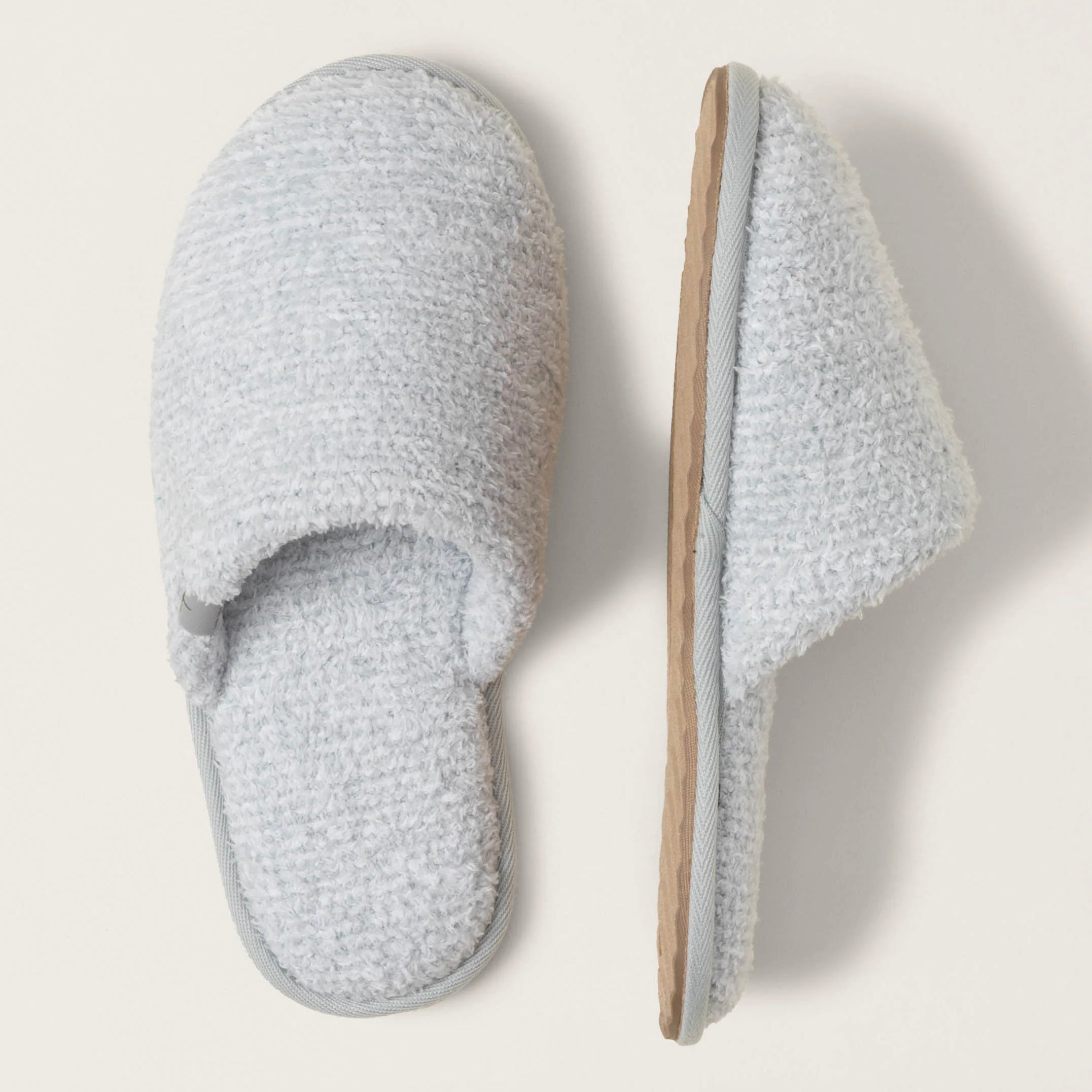 Barefoot Dreams CozyChic Spa Slippers ~ Size M 7/8 ~ Heathered Ocean and White - Image 2