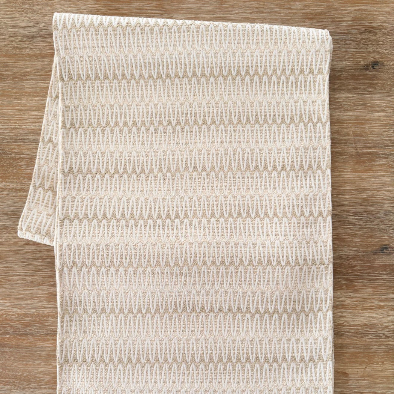 Anaya Home Summer Twist Beige Indoor Outdoor Table Runner - Image 3