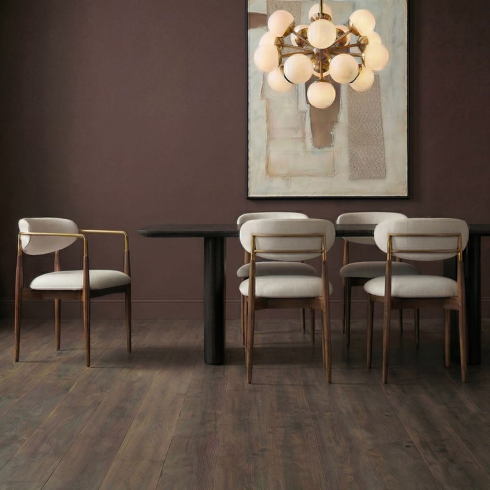 Uttermost Moxie Off- White Velvet With Natural Walnut Frame Armless Dining Chairs ~ Set Of Two - Image 1