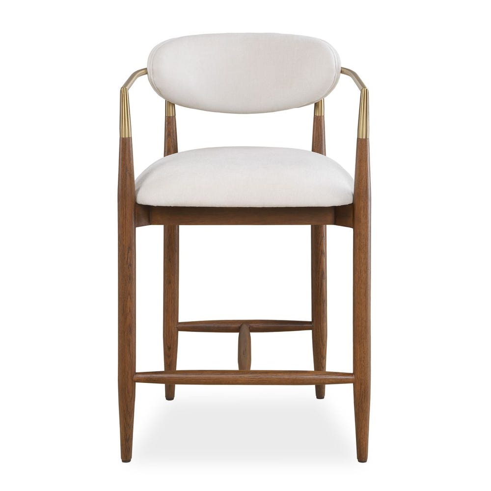 Uttermost Moxie Off- White Velvet With Natural Walnut Frame Counter Stool - Image 3