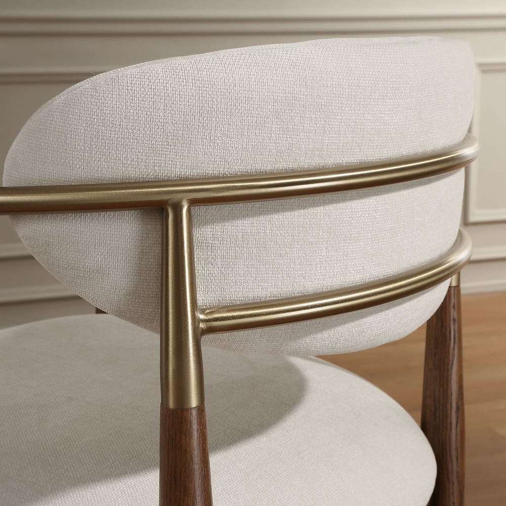 Uttermost Moxie Off- White Velvet With Natural Walnut Frame Counter Stool - Image 2