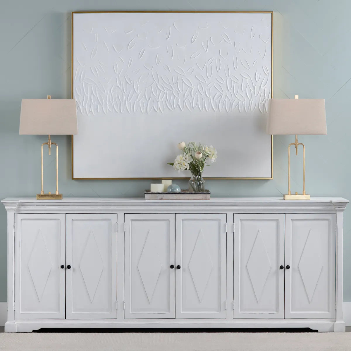 Crestview Collection Diamond White Finish Mango Wood Sideboard - Image 1