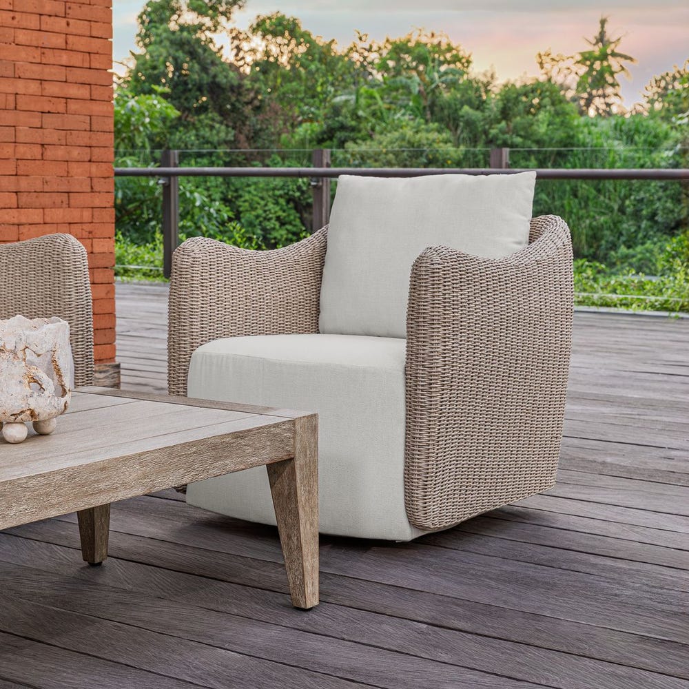 Uttermost Sunset Outdoor Swivel Lounge Chair ~ Twisted Oatmeal All- Weather Wicker