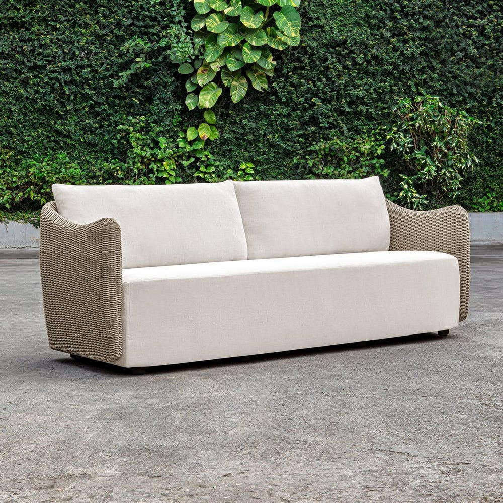 Uttermost Sunset Outdoor Sofa ~ Twisted Oatmeal All- Weather Wicker - Image 1