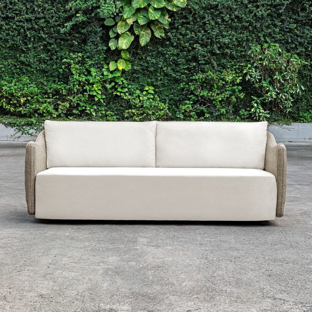 Uttermost Sunset Outdoor Sofa ~ Twisted Oatmeal All- Weather Wicker - Image 2
