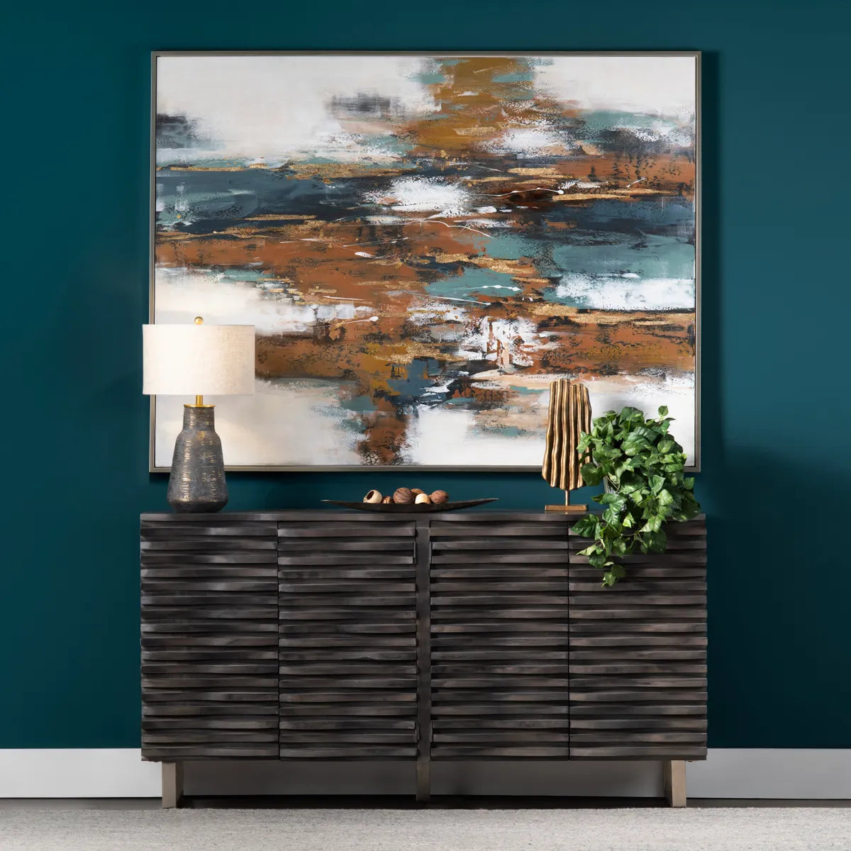 Crestview Collection Cabalerro Wave Woven Wood Sideboard - Image 2