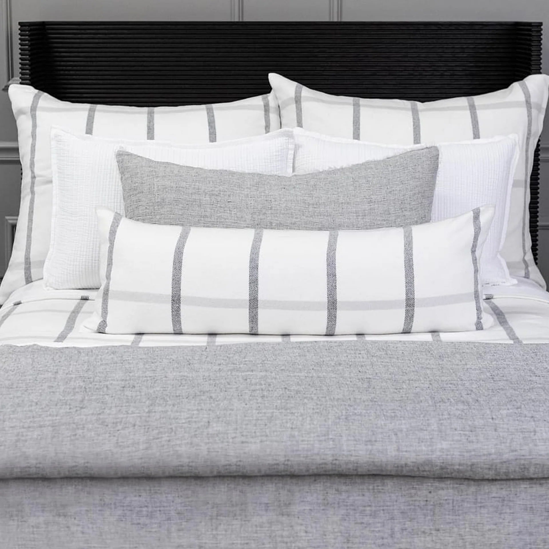 Pom Pom at Home Copenhagen White and Grey Pillow with Insert ~ 14 x 40 - Image 3