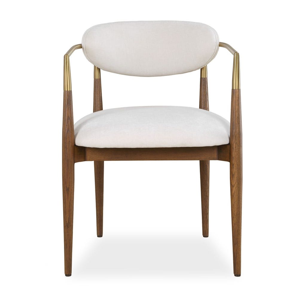 Uttermost Moxie Off- White Velvet With Natural Walnut Frame Dining Arm Chair - Image 1