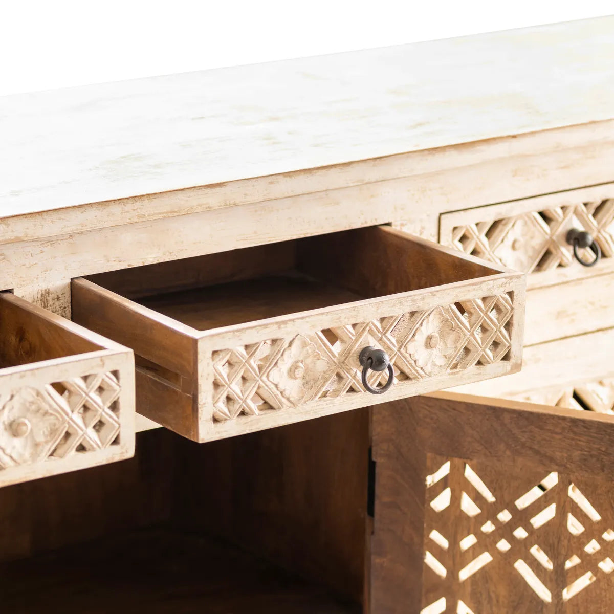 Crestview Collection Amelia Distressed White Sideboard - Image 3