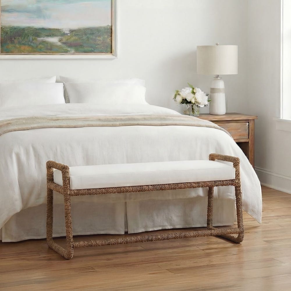 Uttermost Araiza Snow White Performance Fabric Bench