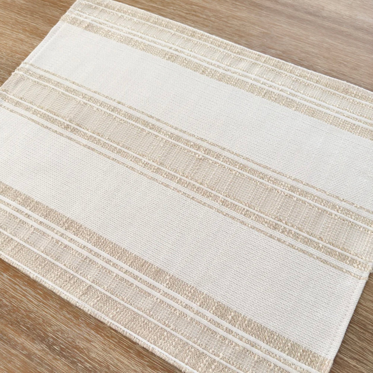 Anaya Home Beach Club Stripe Indoor Outdoor Placemat ~ Sandy Beige - Image 3