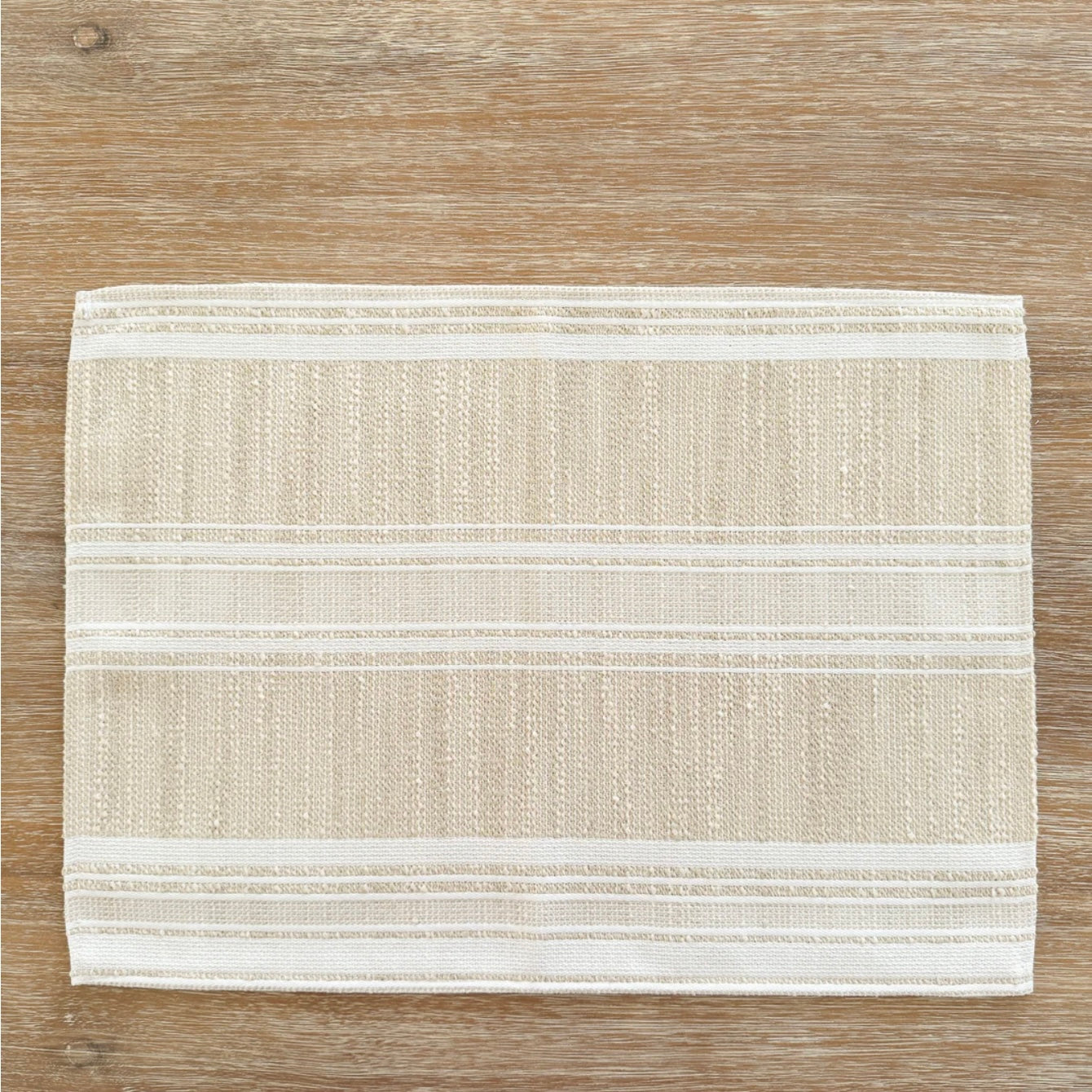 Anaya Home Beach Club Stripe Indoor Outdoor Placemat ~ Sandy Beige