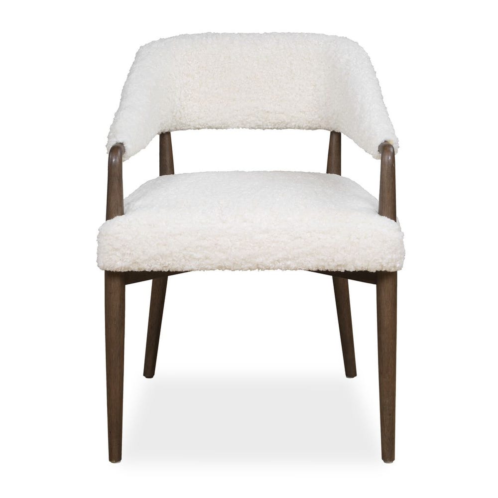 Uttermost Austell Dark Walnut Finish With Cream- Toned Faux Shearling Dining Chair - Image 3