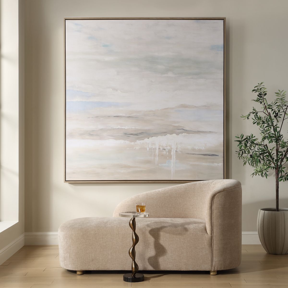 Uttermost Gravity Abstract Hand Painted Canvas With Light Gray Wash Frame