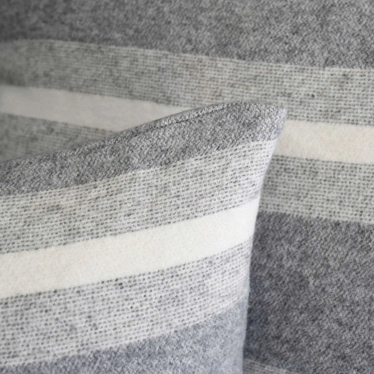 Pom Pom at Home Alpine Grey and Ivory Striped Pillow with Insert - Image 2