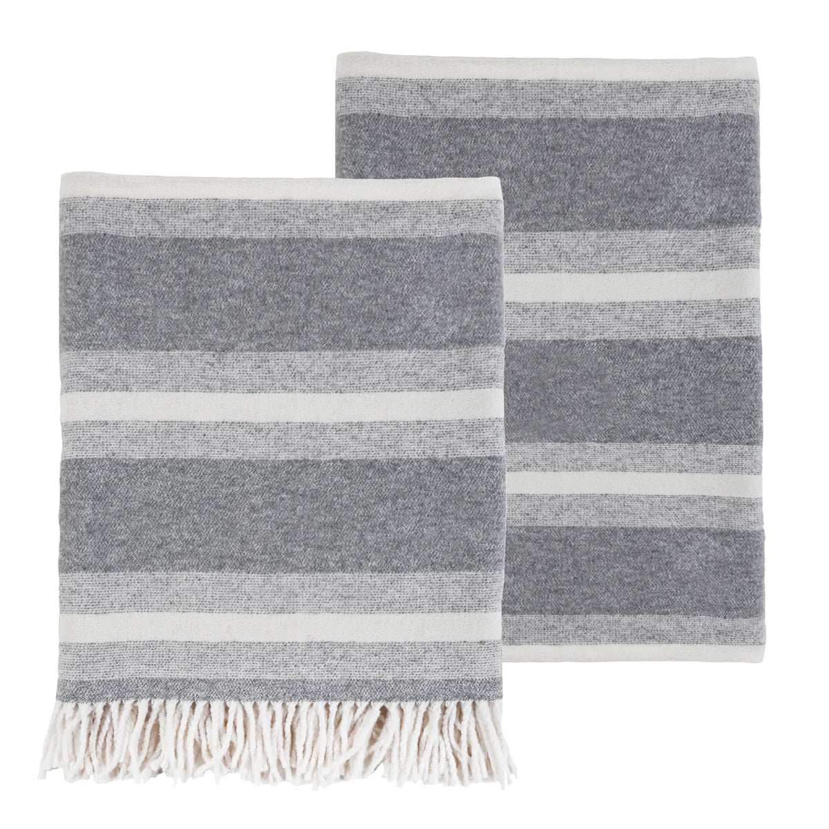 Pom Pom at Home Alpine Grey and Ivory Striped Throws - Image 1