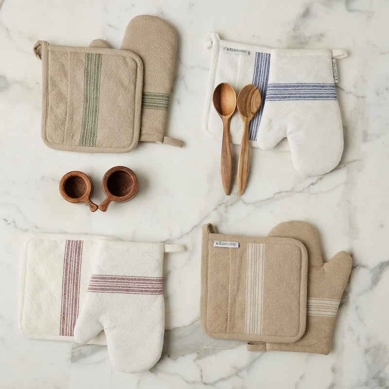 etúHOME Vintage White Stripe Kitchen Pot Holders ~ Set of 2 - Image 2