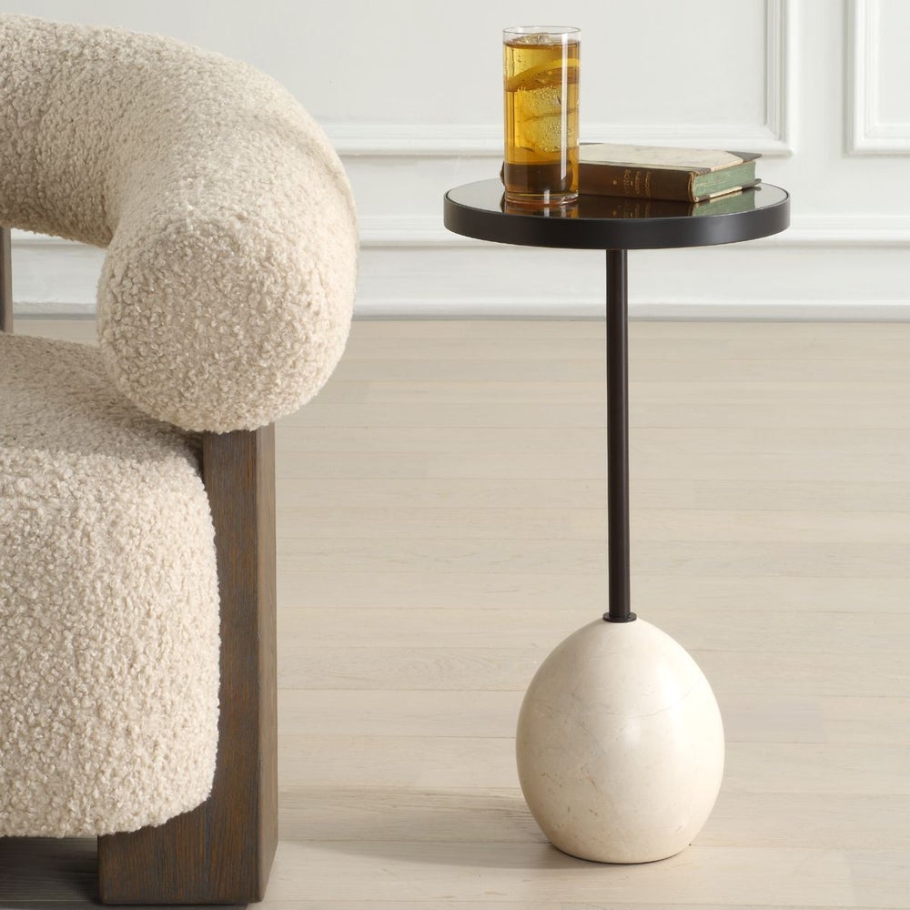 Uttermost Odesa Mirrored Top With Marble Round Accent Table - Image 1