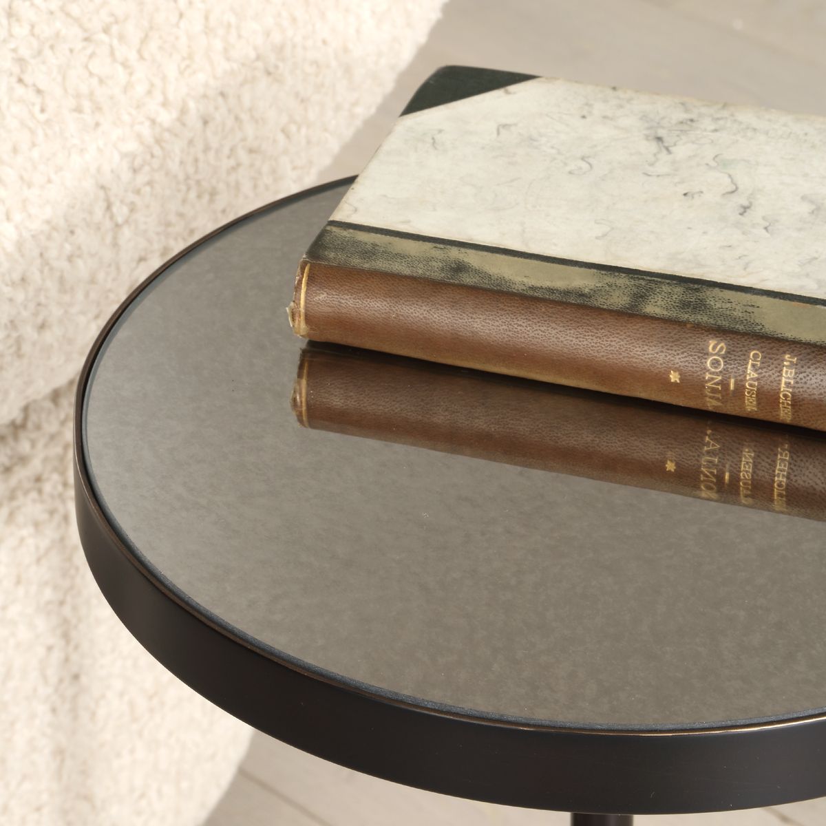 Uttermost Odesa Mirrored Top With Marble Round Accent Table - Image 2