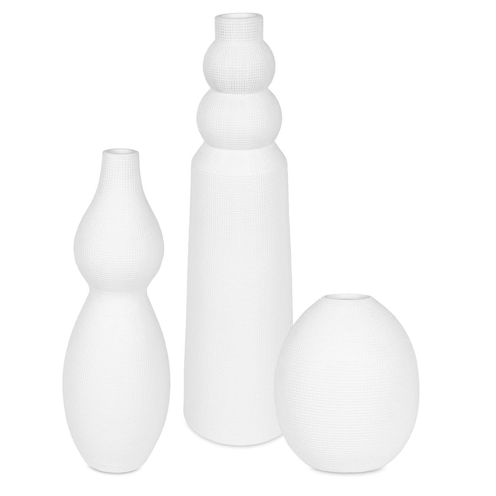 Uttermost Forma Set of 3 White Ceramic Vases - Image 3