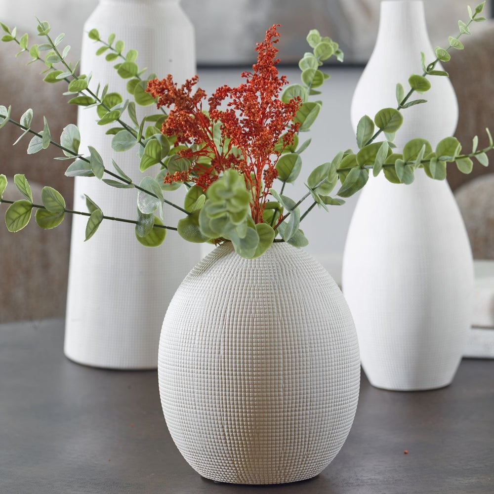 Uttermost Forma Set of 3 White Ceramic Vases - Image 2