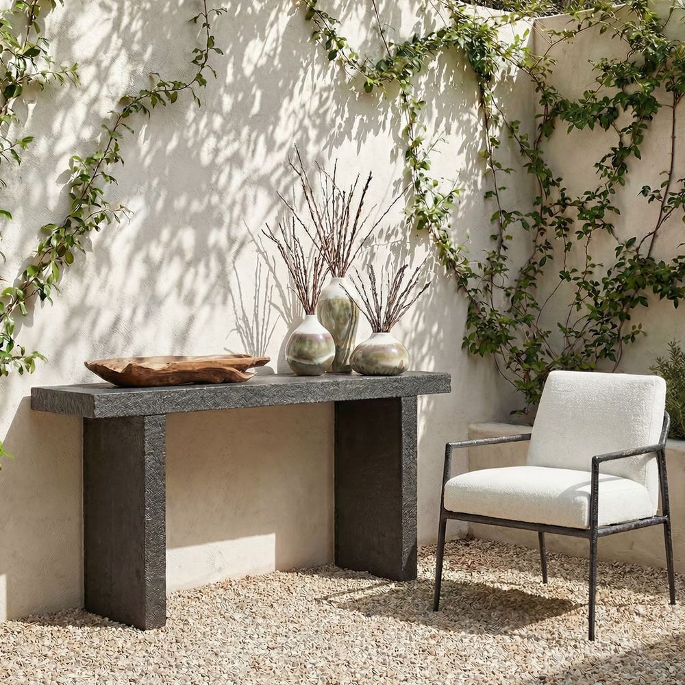 Uttermost Hagan Slate Glass Reinforced Concrete Console Table ~ Indoor & Outdoor Use