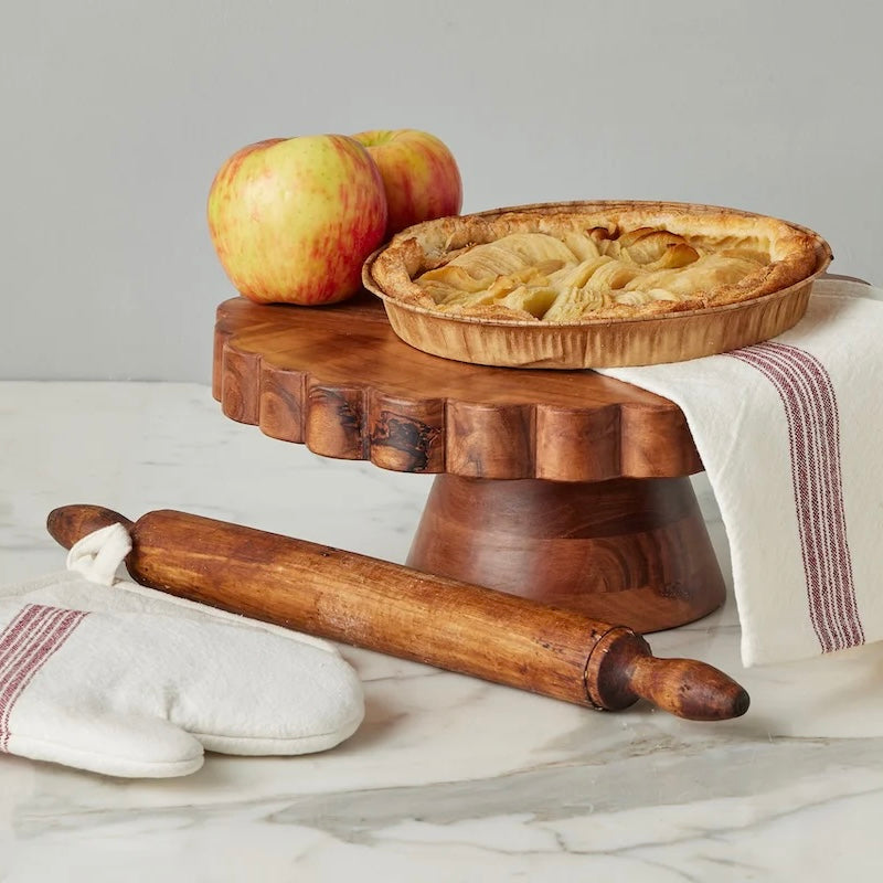 etúHOME Natural Scalloped Wood Cake Stand ~ IN-STORE PURCHASE ONLY