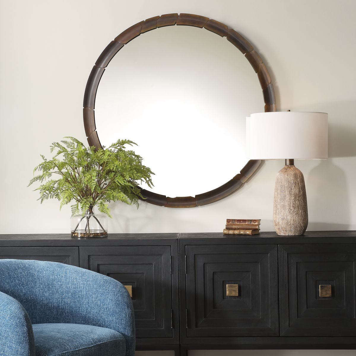Uttermost Auger Aged Rust Bronze Round Mirror - Image 1