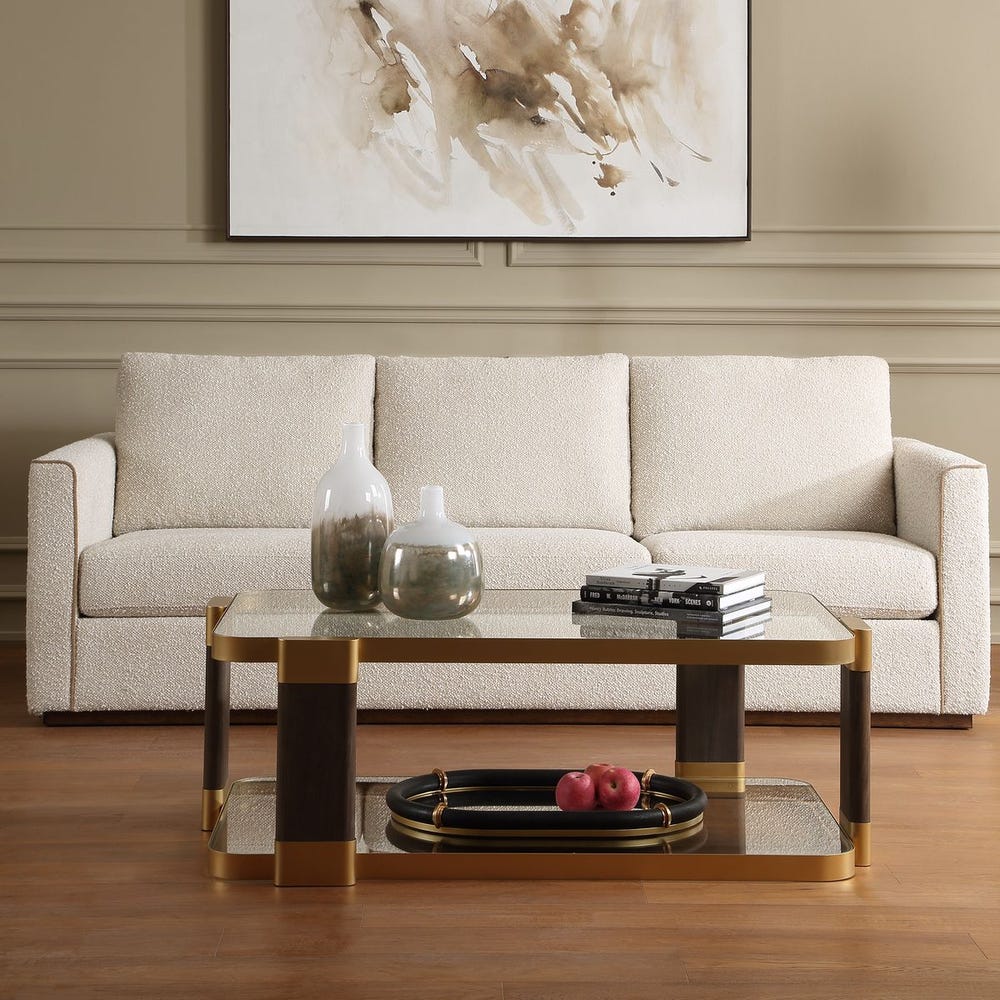 Uttermost Ryles Walnut Finish With Gold Accents Coffee Table