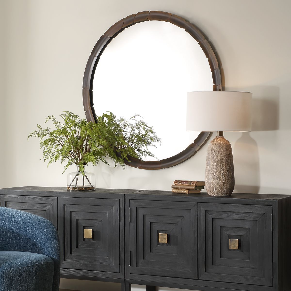 Uttermost Auger Aged Rust Bronze Round Mirror - Image 2