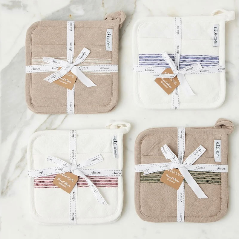 etúHOME Vintage Blue Stripe Kitchen Pot Holders ~ Set of 2 - Image 3