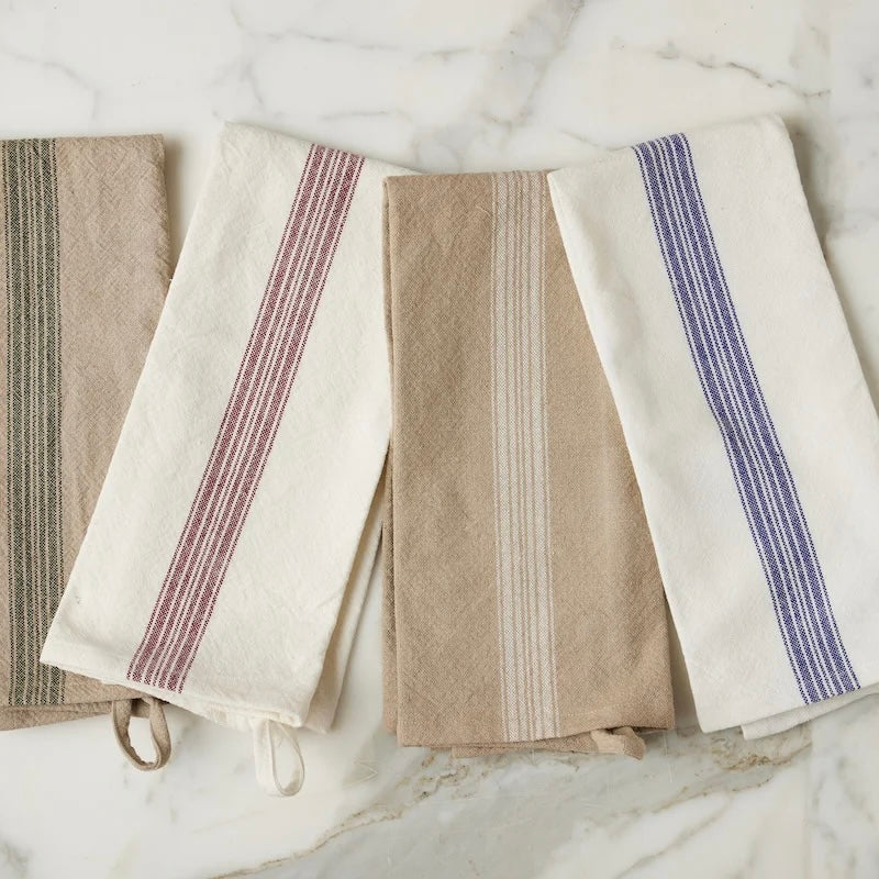 etúHOME Vintage Blue Stripe Kitchen Tea Towels ~ Set of 2 - Image 3