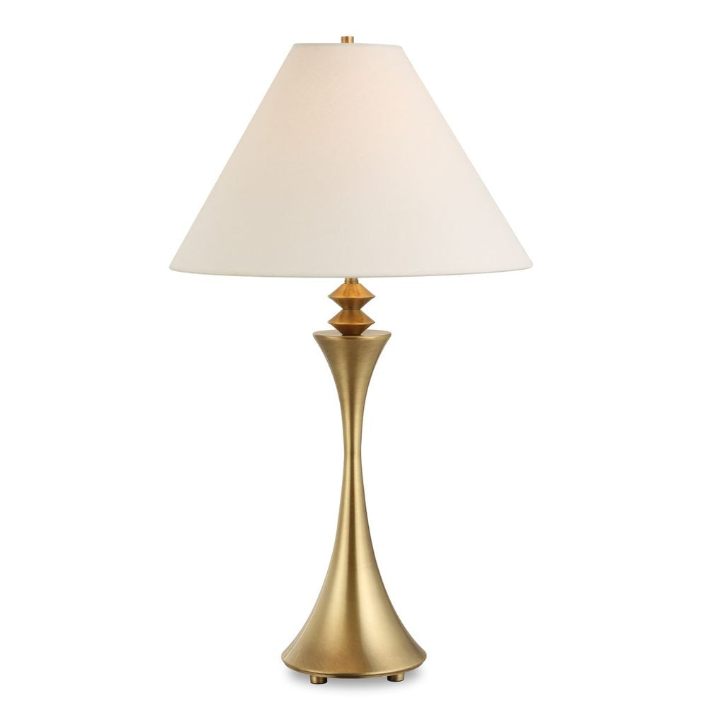 Uttermost Shaefer Brass Table Lamp With Crisp White Linen Shade - Image 2