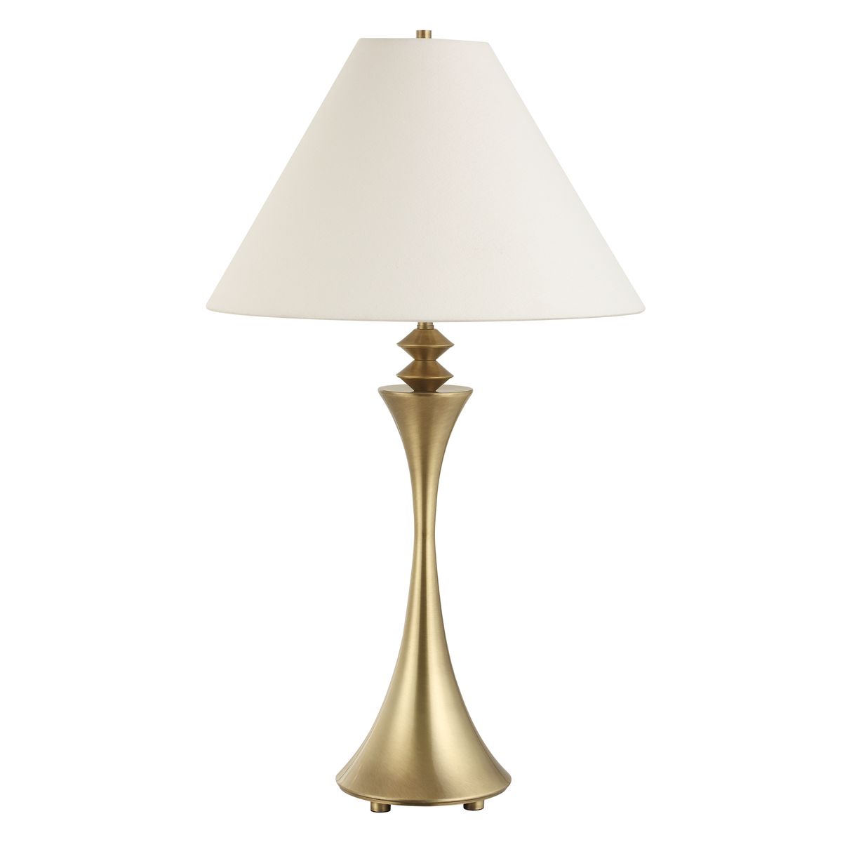 Uttermost Shaefer Brass Table Lamp With Crisp White Linen Shade - Image 3