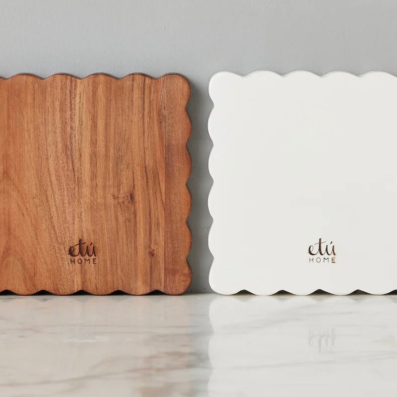 etúHOME Square Scalloped Appetizer Cheese Board Set of 2 ~ IN-PURCHASE ONLY - Image 2