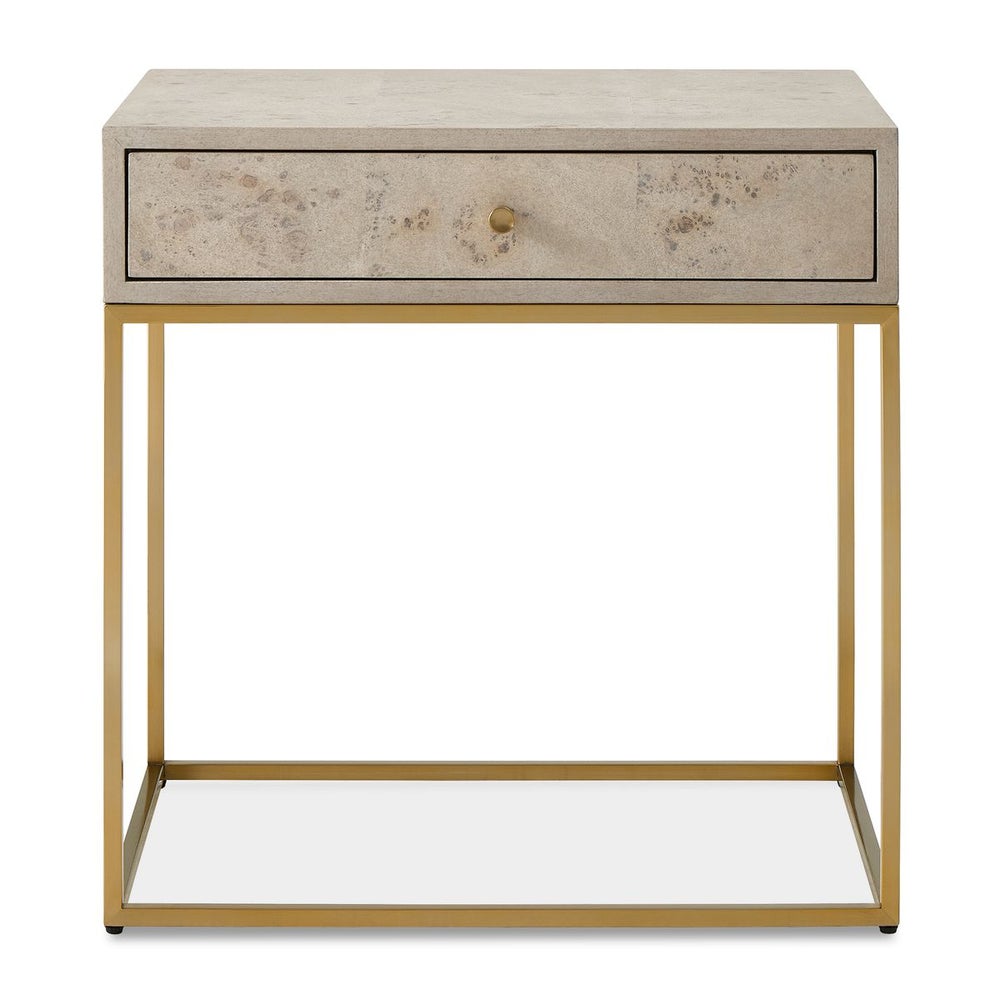 Uttermost Pembrook Light Washed Maple With Brushed Brass Side Table - Image 2