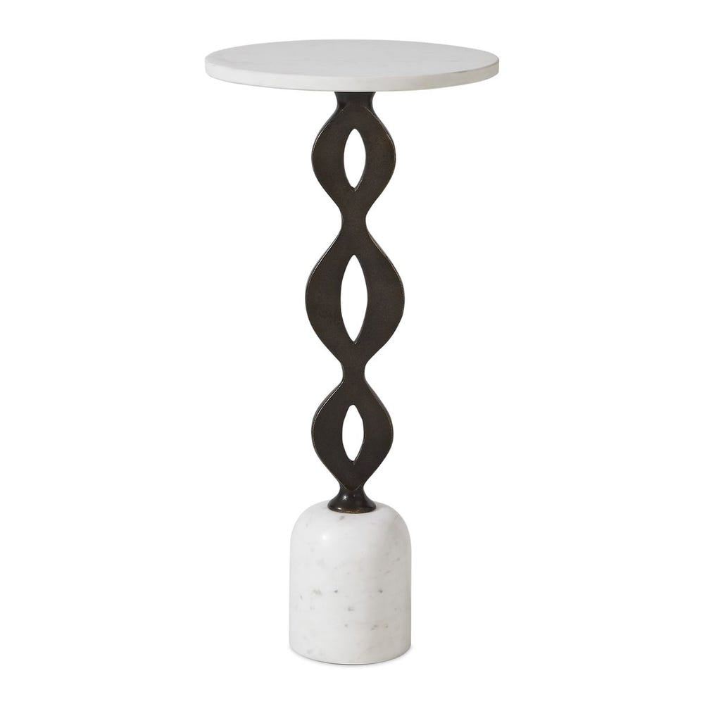 Uttermost Ila White Marble Top With Dark Bronzed Finish Drink Table - Image 2