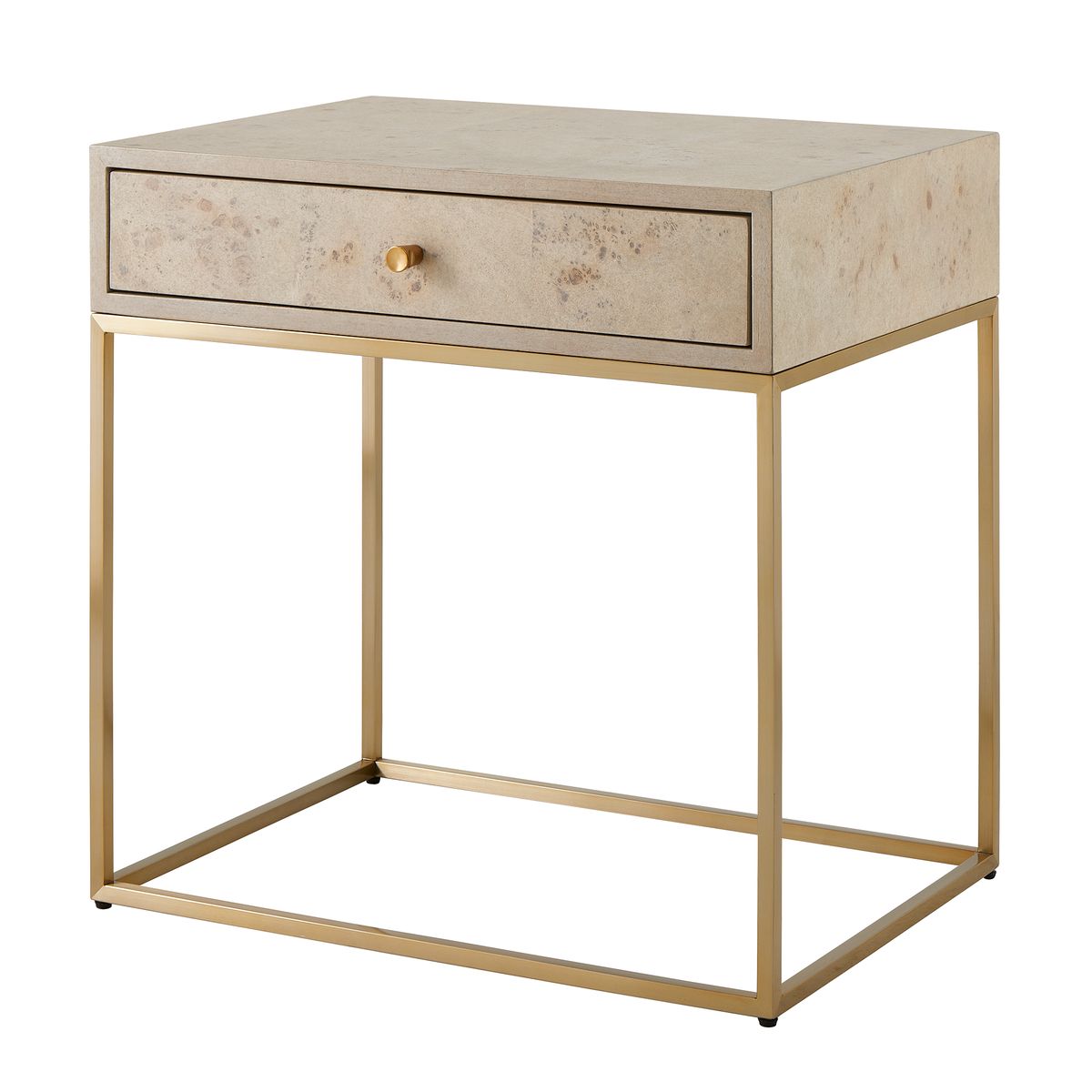 Uttermost Pembrook Light Washed Maple With Brushed Brass Side Table - Image 3