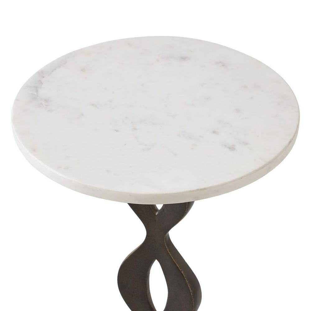 Uttermost Ila White Marble Top With Dark Bronzed Finish Drink Table - Image 3