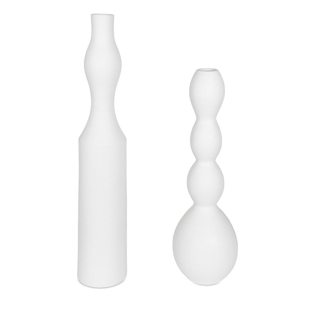 Uttermost Forma Set of 2 Large White Ceramic Vases - Image 2