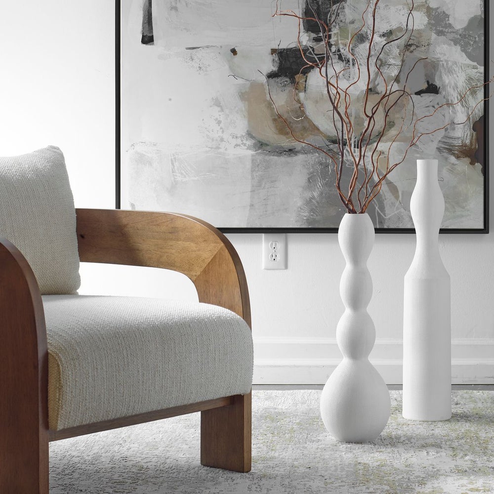 Uttermost Forma Set of 2 Large White Ceramic Vases - Image 1