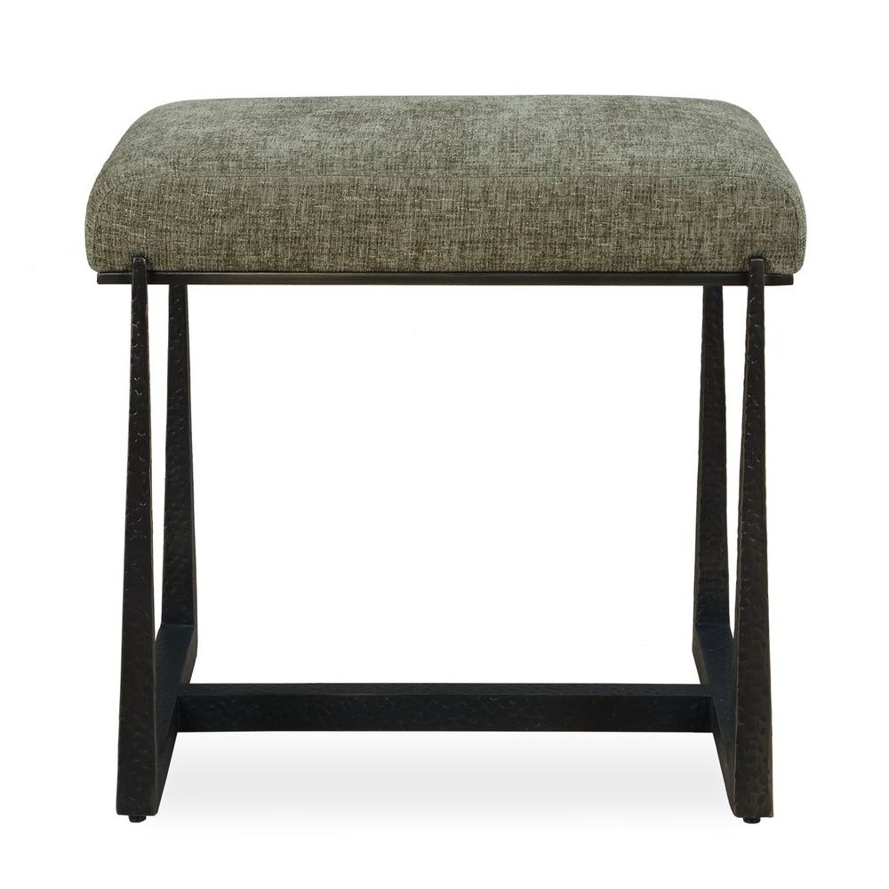 Uttermost Midas Antique Bronze Iron Small Bench With Moss Cushioned Seat - Image 3